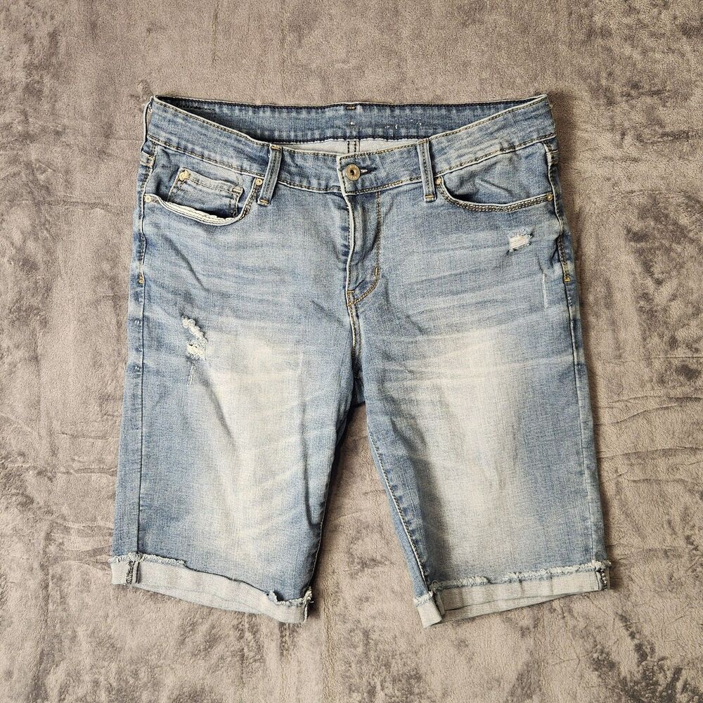 Denizen Levi's Women's Blue Dark Wash Denim Bermuda Shorts Modern Fit SZ 12-W31